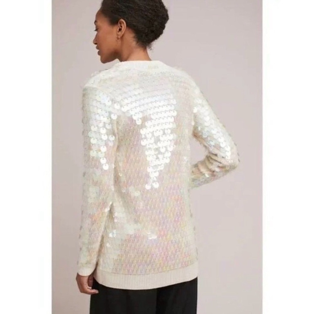 ✨ $398 Knitted & Knotted Anthropologie Paillette Wool Blend Cardigan Sweater - Picture 2 of 11